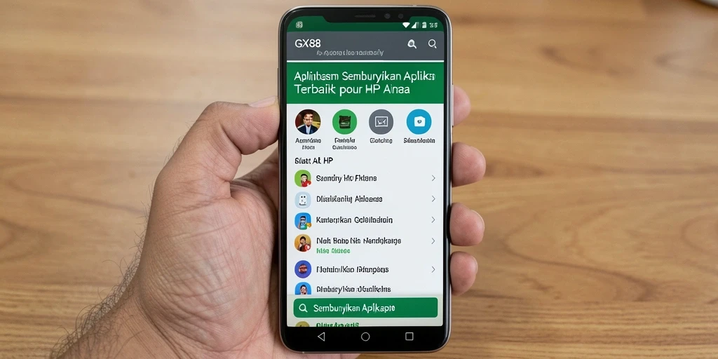 Screenshot antarmuka GX88 menunjukkan fitur Sembunyikan Aplikasi yang sederhana dan efisien.