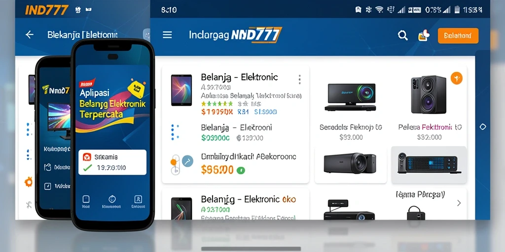 Tampilan antarmuka aplikasi IND777 yang memudahkan belanja elektronik.