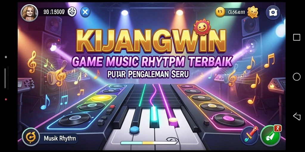 Antarmuka menarik KIJANGWIN saat bermain musik rhythm.