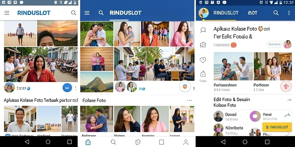 Antarmuka aplikasi RINDUSLOT saat membuat kolase foto yang menarik.