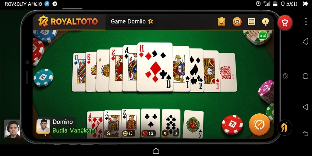 Screenshot utama ROYALTOTO menampilkan antarmuka game Domino yang menarik.
