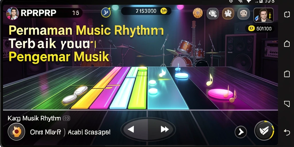 Tampilan antarmuka <strong>RPRPRP</strong> yang penuh warna dan menarik saat bermain Musik Rhythm.