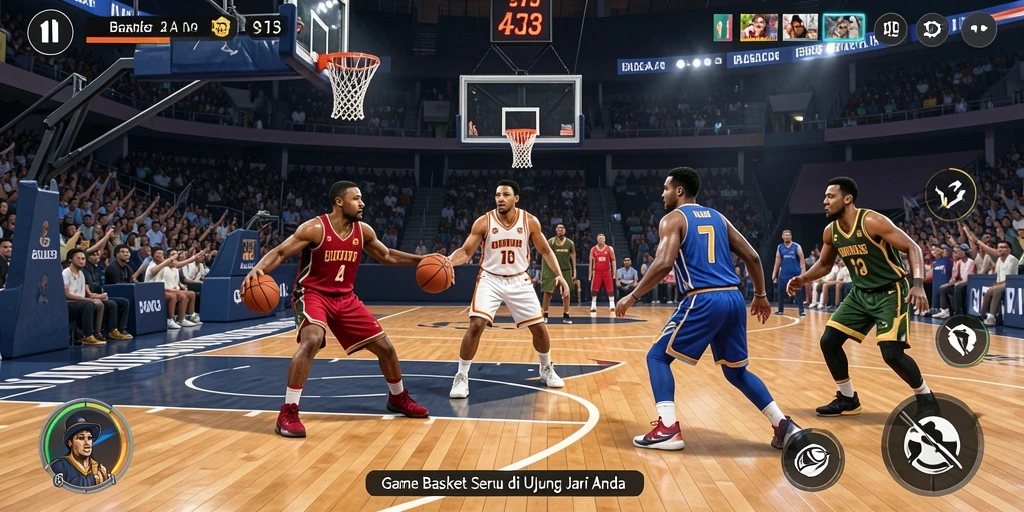 Screenshot S13 menampilkan aksi pemain basket yang mendebarkan.