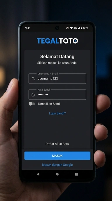 Masuk Akun Tegaltoto untuk Pengguna Android